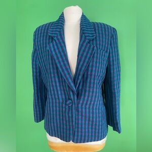 Vintage Christian Dior Striped Blue and Green wool Blazer